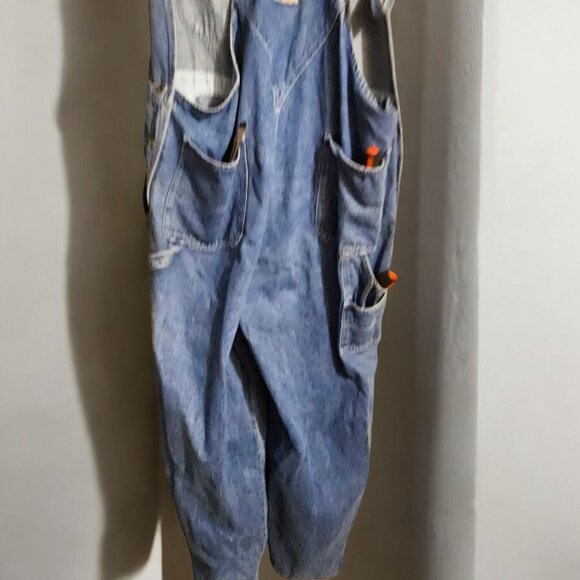 Old Navy Vtg Denim Bib Overalls Mens XL Blue Carpenter Dungarees Button Fly Y2K - Picture 16 of 16